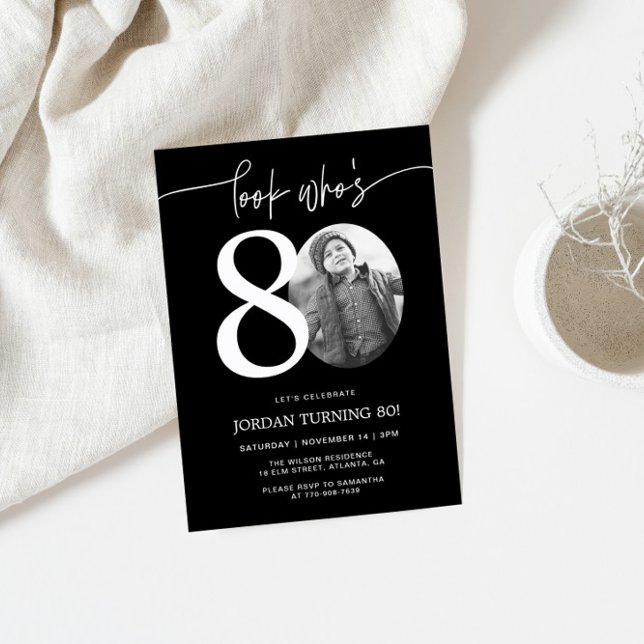 Look Who's 80 | Black 80th Birthday Invite (Creator Uploaded)