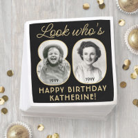 Look Who's 80 Black & Gold Happy Birthday 2 Photo