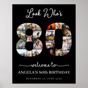 look who's 80 happy birthday photo montage poster