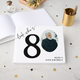 Look Who's 80! Modern Photo 80th Birthday Guest Book