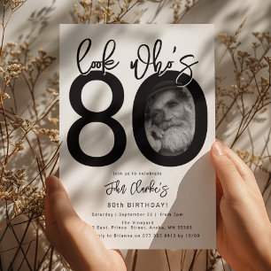 Look who's 80 Photo 80th Birthday Invitation