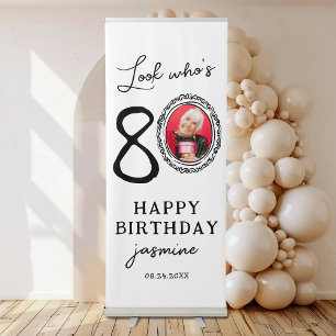 Look Who's 80 Photo 80th Birthday Party Retractable Banner