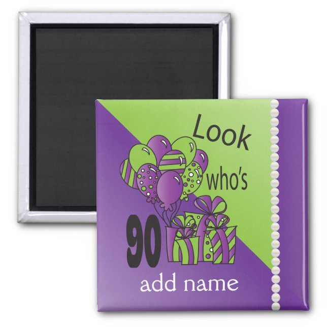 Look Who's 90 | 90th Birthday - Purple Magnet (Front)