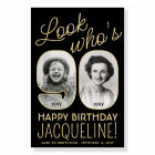 Look Who's 90 Black & Gold 2 Photo Birthday Party