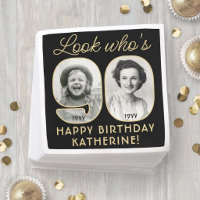 Look Who's 90 Black & Gold Happy Birthday 2 Photo