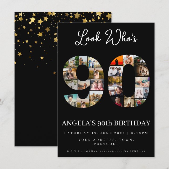 look who's 90 Customizable Photo Collage  Invitation (Front/Back)