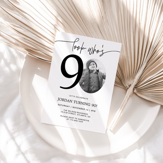 Look Who's 90 | Photo 90th Birthday Invite (Creator Uploaded)