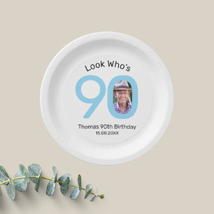 Look Who's 90 Photo 90th Birthday Party Paper Plate
