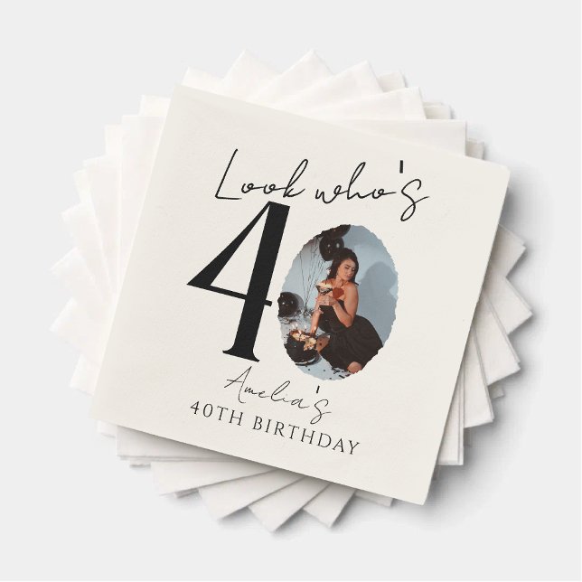 Look Who's Age - Personalised Milestone Birthday  Napkin (Creator Uploaded)
