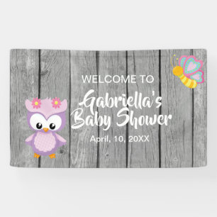 Look Who's Baby Shower Pink Owl Banner