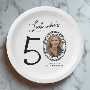 Look Who's Fifty Photo 50th Birthday Paper Plate
