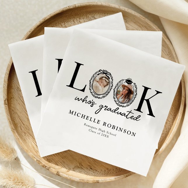 Look Who's Graduated Photo Graduation Party Napkin (Creator Uploaded)