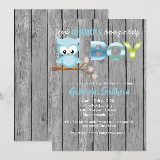 Look Who's Having a Baby Boy Baby Shower Card (Front/Back)