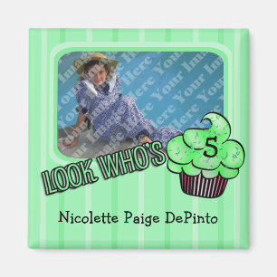 Look Who's Having A Green Striped Birthday! Magnet