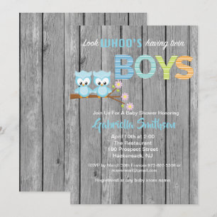 Look Who's Having Twin Boys Baby Shower Card