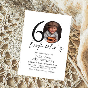 Look Who's Modern Simple Photo 60th Birthday Invitation