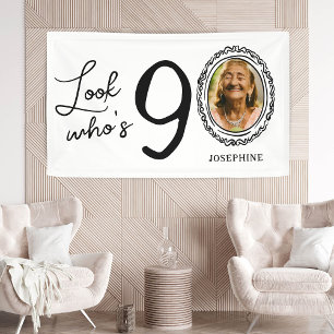 Look Who's Ninety Photo 90th Birthday Banner