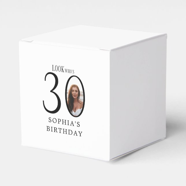 Look Who's Thirty Minimal Photo 30th Birthday Favour Box (Front Side)