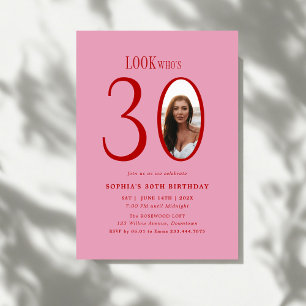 Look Who's Thirty Minimal Photo 30th Birthday Invitation
