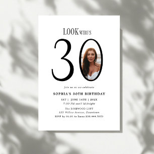 Look Who's Thirty Minimal Photo 30th Birthday Invitation