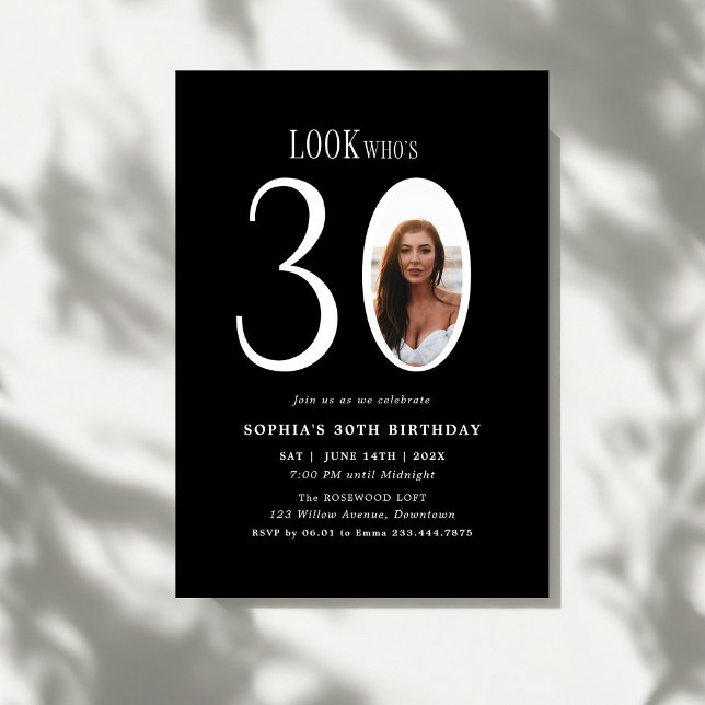 Look Who's Thirty Minimal Photo 30th Birthday Invitation (Creator Uploaded)