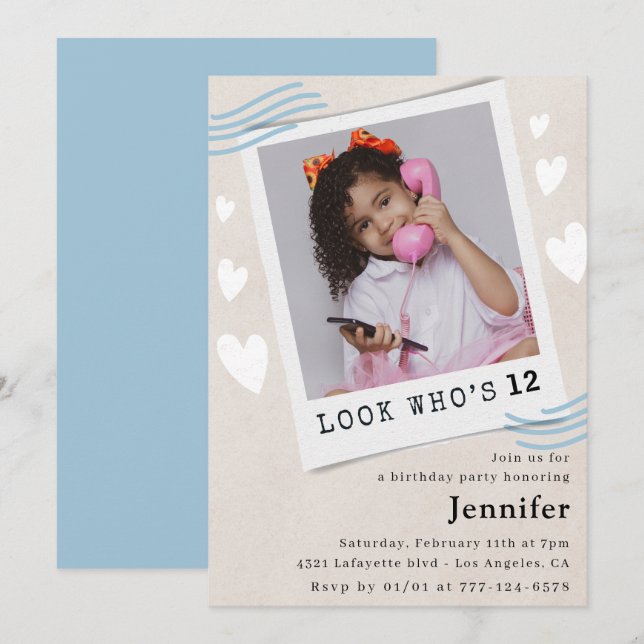  Look who's turning 12th birthday invitations (Front/Back)