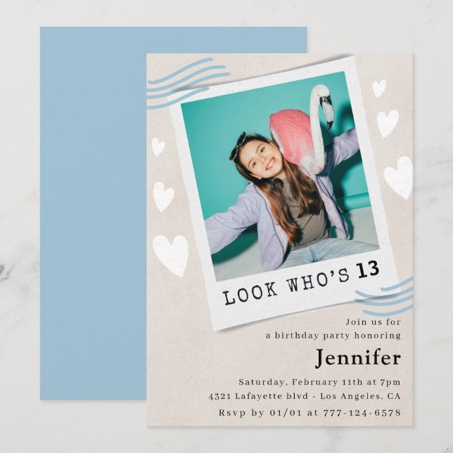  Look who's turning 13th birthday invitations (Front/Back)