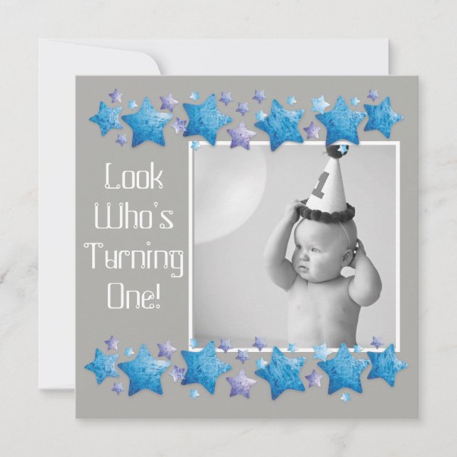 Look Who's Turning 1, First Birthday Invitation (Front)