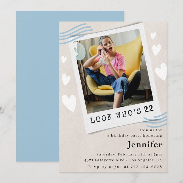  Look who's turning 22nd birthday invitations (Front/Back)