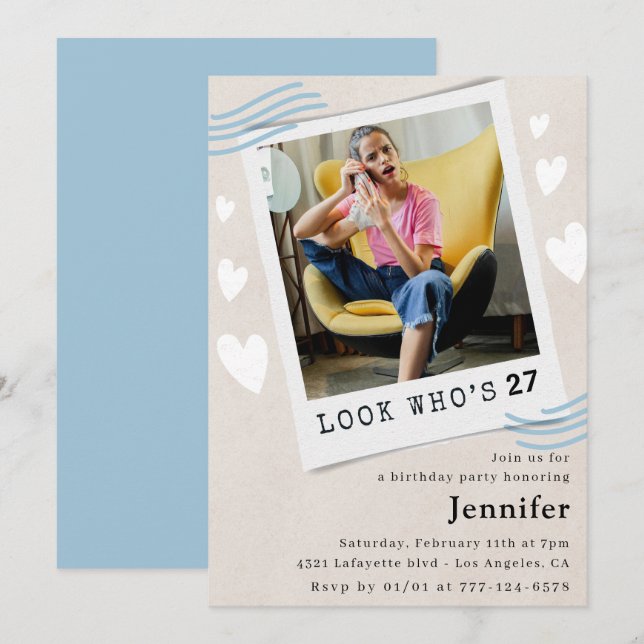  Look who's turning 27th birthday invitations (Front/Back)