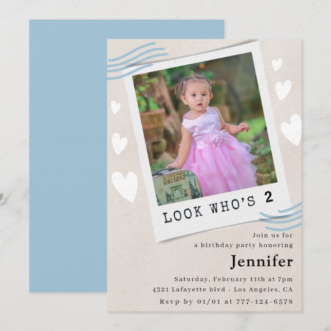  Look who's turning 2nd birthday invitations (Front/Back)