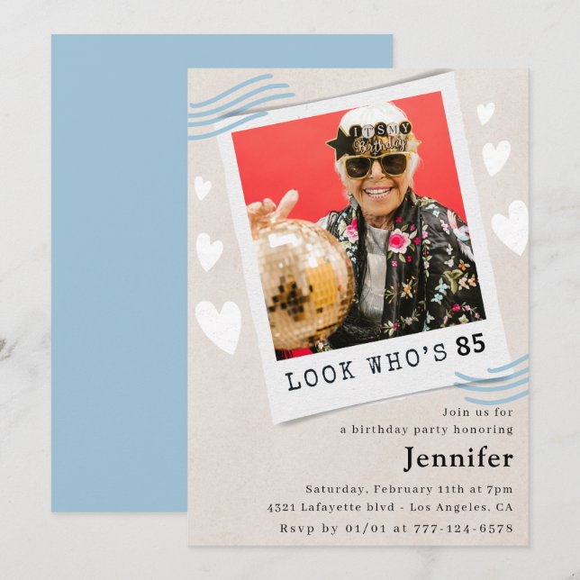  Look who's turning 85th birthday invitations (Front/Back)