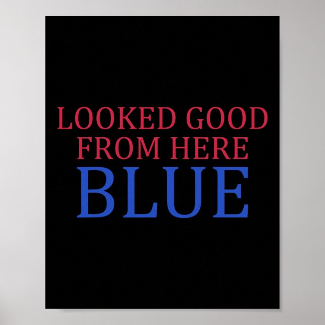 Looked Good From Here Blue Funny Softll Game Day  Poster (Front)