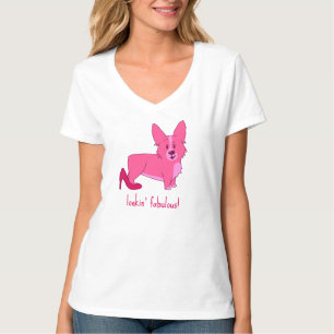 "Lookin' Fabulous" Pink Corgi With High Heels T-Shirt