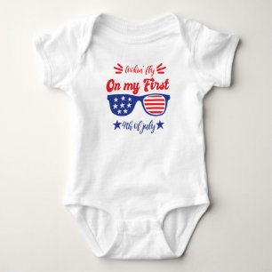 Lookin Fly on my First Fourth of July Baby Bodysuit