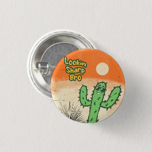 Lookin Sharp Bro Retro Vintage Desert Vibes Cactus 3 Cm Round Badge