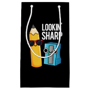 Lookin Sharp Funny Pencil Pun Dark BG Small Gift Bag