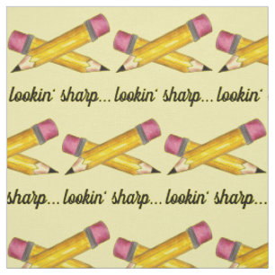 Lookin' Sharp Yellow #2 Pencil School Writing Fabric
