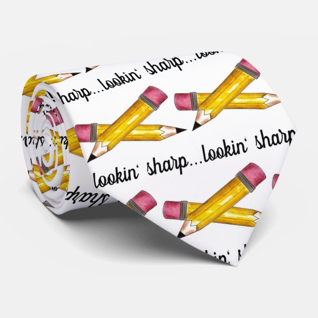 Lookin' Sharp Yellow #2 Pencil School Writing Tie (Rolled)
