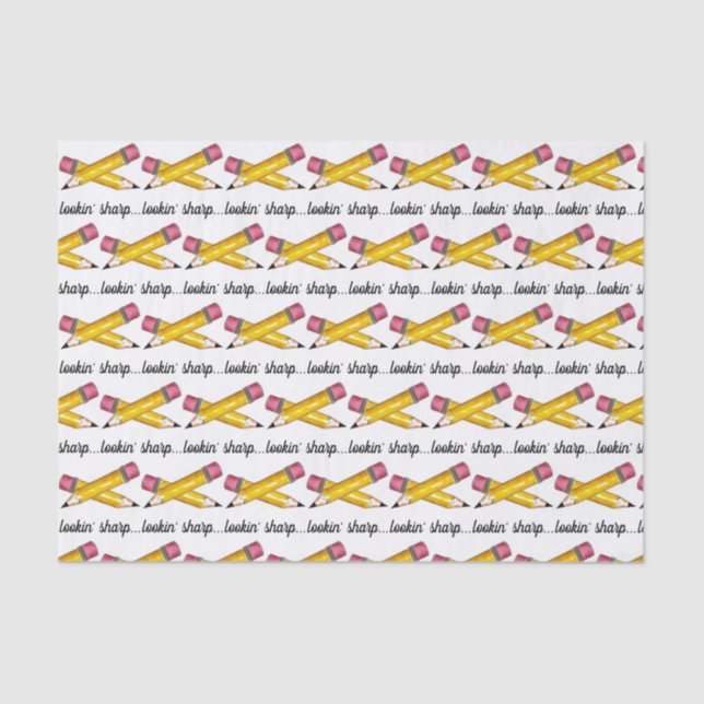 Lookin' Sharp Yellow #2 Pencil School Writing Tissue Paper (Front)