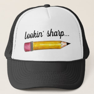 Lookin' Sharp Yellow #2 Pencil School Writing Trucker Hat