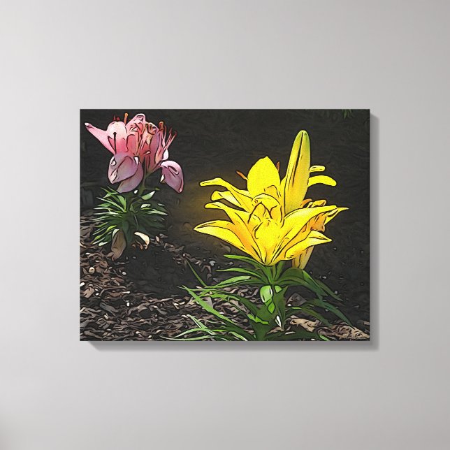 looking at flowers canvas print (Front)