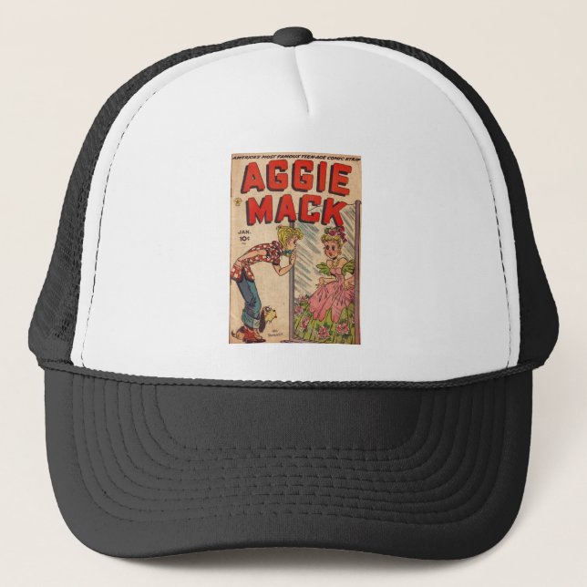 Looking at Mirror - Aggie Mack - Retro Children Trucker Hat (Front)