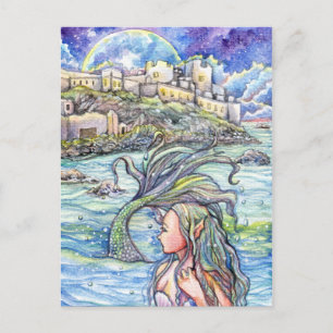 Looking Back Fantasy Mermaid Art Postcard