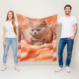 Looking Cute Cat with Beautiful Eyes Custom Image  Fleece Blanket