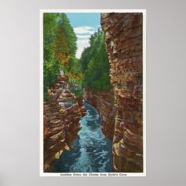 Looking Down Ausable Chasm from Hyde's Cave Poster (Front)