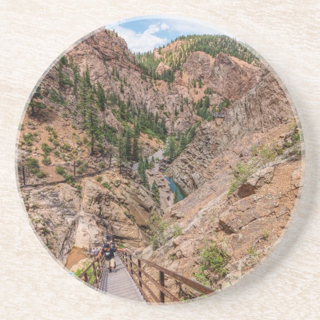 Looking Down Seven Falls Stairs Coaster (Front)