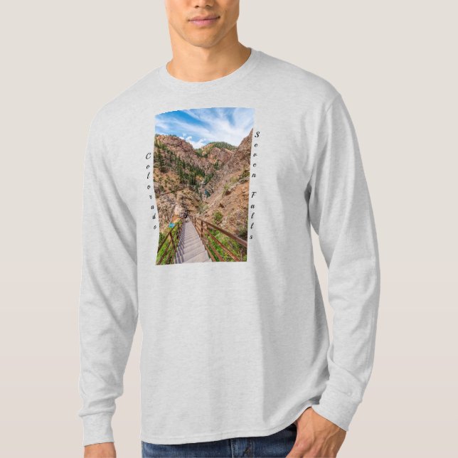 Looking Down Seven Falls Stairs Men's Long Sleeve T-Shirt (Front)