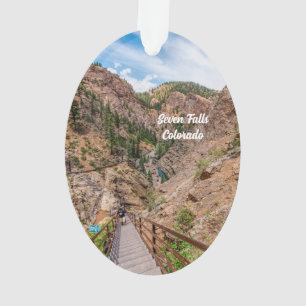 Looking Down Seven Falls Stairs Oval Ornament