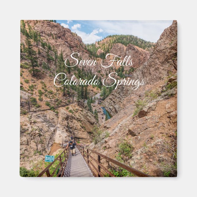 Looking Down Seven Falls Stairs Square Magnet (Front)